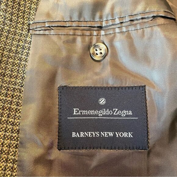 Ermenegildo Zegna 54R Brown Wool Micro Check Hopsack Blazer Sports Coat - Picture 11 of 11